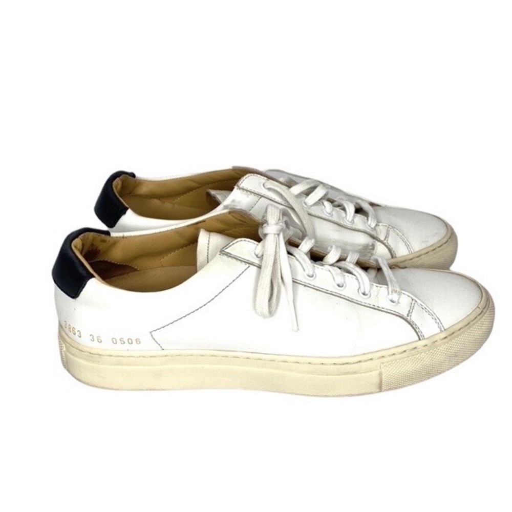 Common Projects Womens Retro Low Top Leather Sneakers White Size 5.5